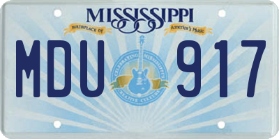 MS license plate MDU917