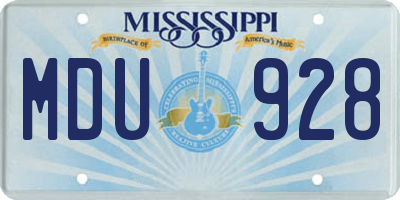 MS license plate MDU928