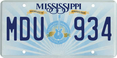 MS license plate MDU934