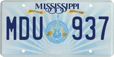 MS license plate MDU937