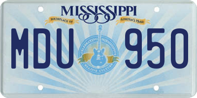 MS license plate MDU950