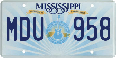 MS license plate MDU958
