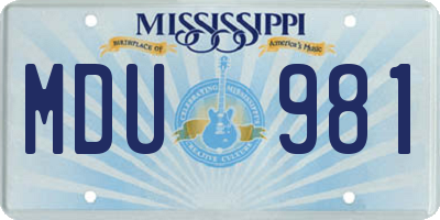 MS license plate MDU981