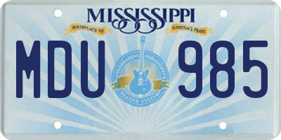 MS license plate MDU985