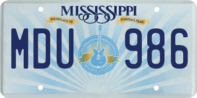 MS license plate MDU986