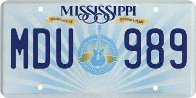 MS license plate MDU989