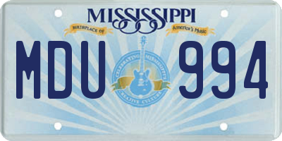 MS license plate MDU994