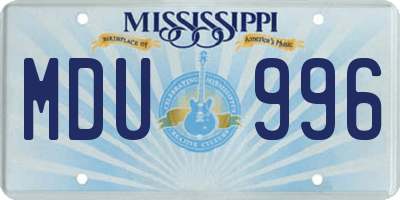 MS license plate MDU996