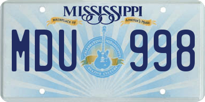 MS license plate MDU998