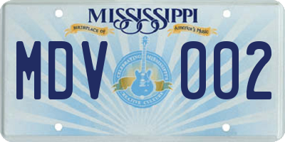 MS license plate MDV002