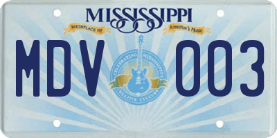MS license plate MDV003