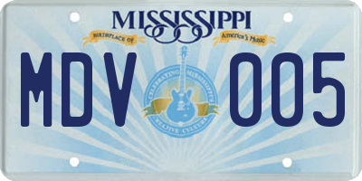 MS license plate MDV005