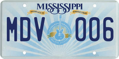 MS license plate MDV006