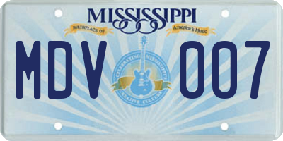 MS license plate MDV007