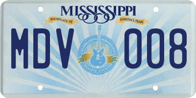 MS license plate MDV008
