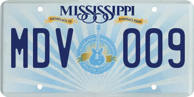 MS license plate MDV009