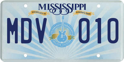 MS license plate MDV010