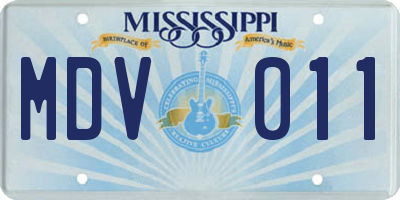 MS license plate MDV011