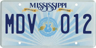 MS license plate MDV012