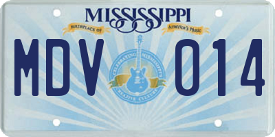 MS license plate MDV014