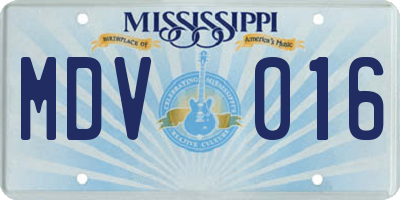 MS license plate MDV016