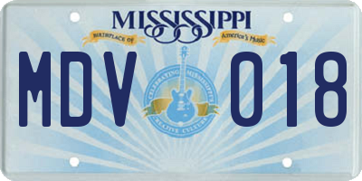MS license plate MDV018