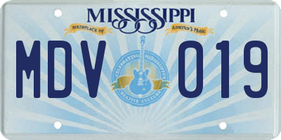MS license plate MDV019