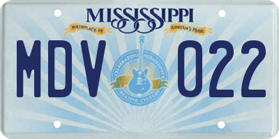 MS license plate MDV022