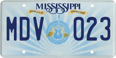 MS license plate MDV023