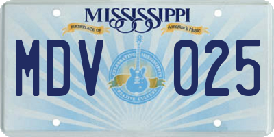 MS license plate MDV025