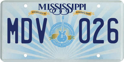 MS license plate MDV026