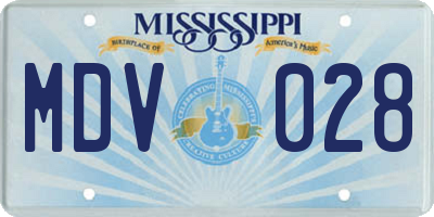 MS license plate MDV028