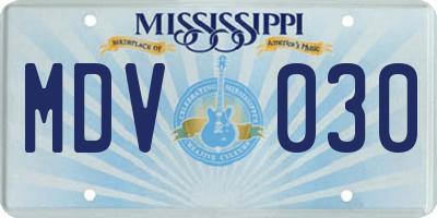 MS license plate MDV030