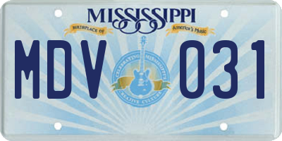 MS license plate MDV031