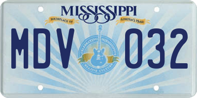 MS license plate MDV032