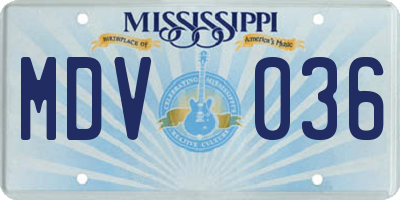 MS license plate MDV036