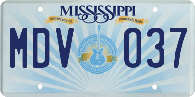 MS license plate MDV037
