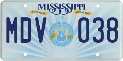 MS license plate MDV038