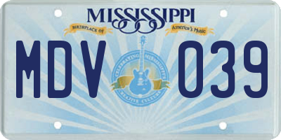 MS license plate MDV039