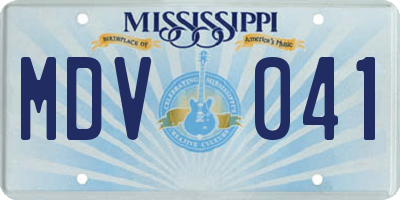 MS license plate MDV041