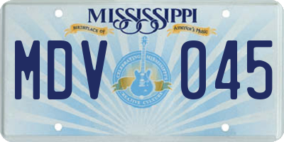 MS license plate MDV045