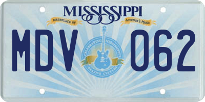 MS license plate MDV062