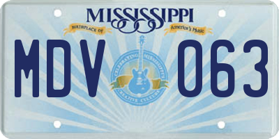 MS license plate MDV063