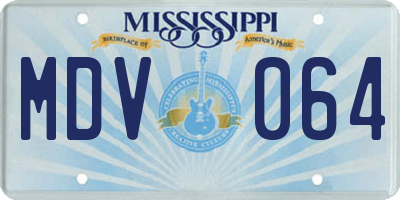MS license plate MDV064
