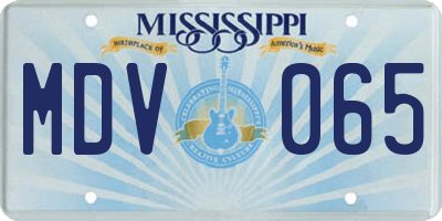 MS license plate MDV065