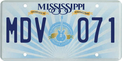 MS license plate MDV071