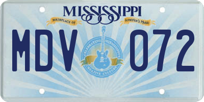 MS license plate MDV072