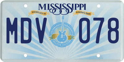 MS license plate MDV078