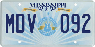 MS license plate MDV092