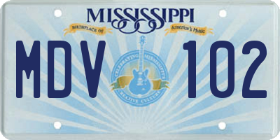MS license plate MDV102